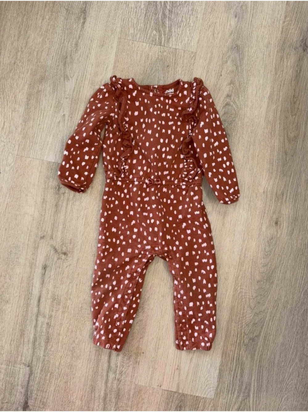 Carter's Rust Red Dot Ruffle Jumpsuit